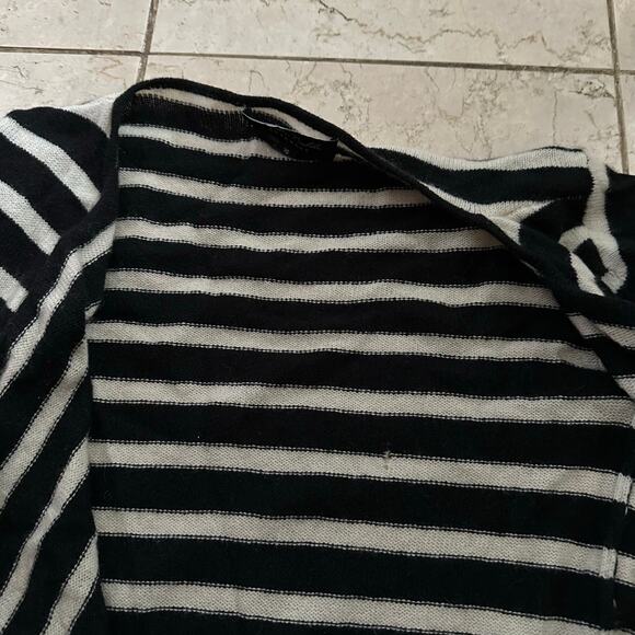 Claudia Nichole Cashmere S Cardigan Sweater Open Front Striped Black White Work - Picture 5 of 15